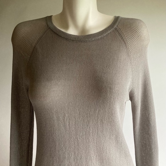 New Eileen Fisher Grey Viscose Nylon Crewneck Long Sleeve Top size M - Picture 2 of 8